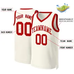 Khaki Red Classic Basketball Jersey 2