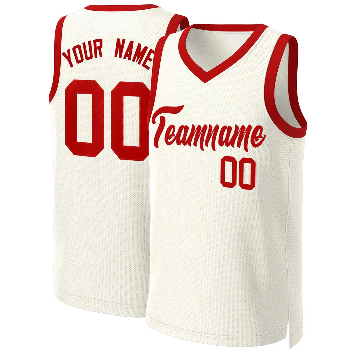 Khaki Red Classic Basketball Jersey