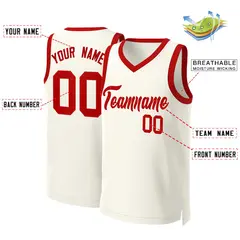 Khaki Red Classic Basketball Jersey 2