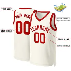 Khaki Red Classic Basketball Jersey 2