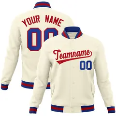 Khaki Red Classic Varsity Full-Snap Letterman Jacket