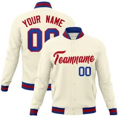 Khaki Red Classic Varsity Full-Snap Letterman Jacket 1