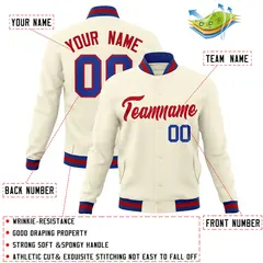 Khaki Red Classic Varsity Full-Snap Letterman Jacket 4
