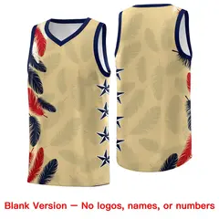 Khaki Red Feather Graffiti Pattern Basketball Jersey 6