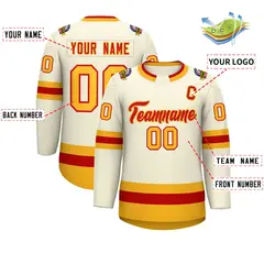 Khaki Red-Gold Classic Hockey Jersey 2