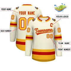 Khaki Red-Gold Classic Hockey Jersey 2
