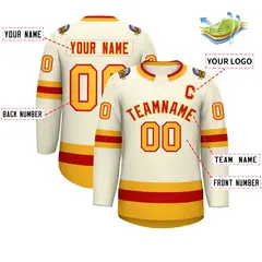 Khaki Red-Gold Classic Hockey Jersey 2