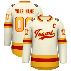 Khaki Red-Gold Classic Hockey Jersey