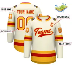 Khaki Red-Gold Classic Hockey Jersey 2