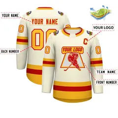 Khaki Red-Gold Classic Hockey Jersey 2