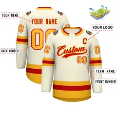 Khaki Red-Gold Classic Hockey Jersey 2