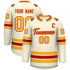 Khaki Red-Gold Classic Hockey Jersey