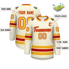 Khaki Red-Gold Classic Hockey Jersey 2