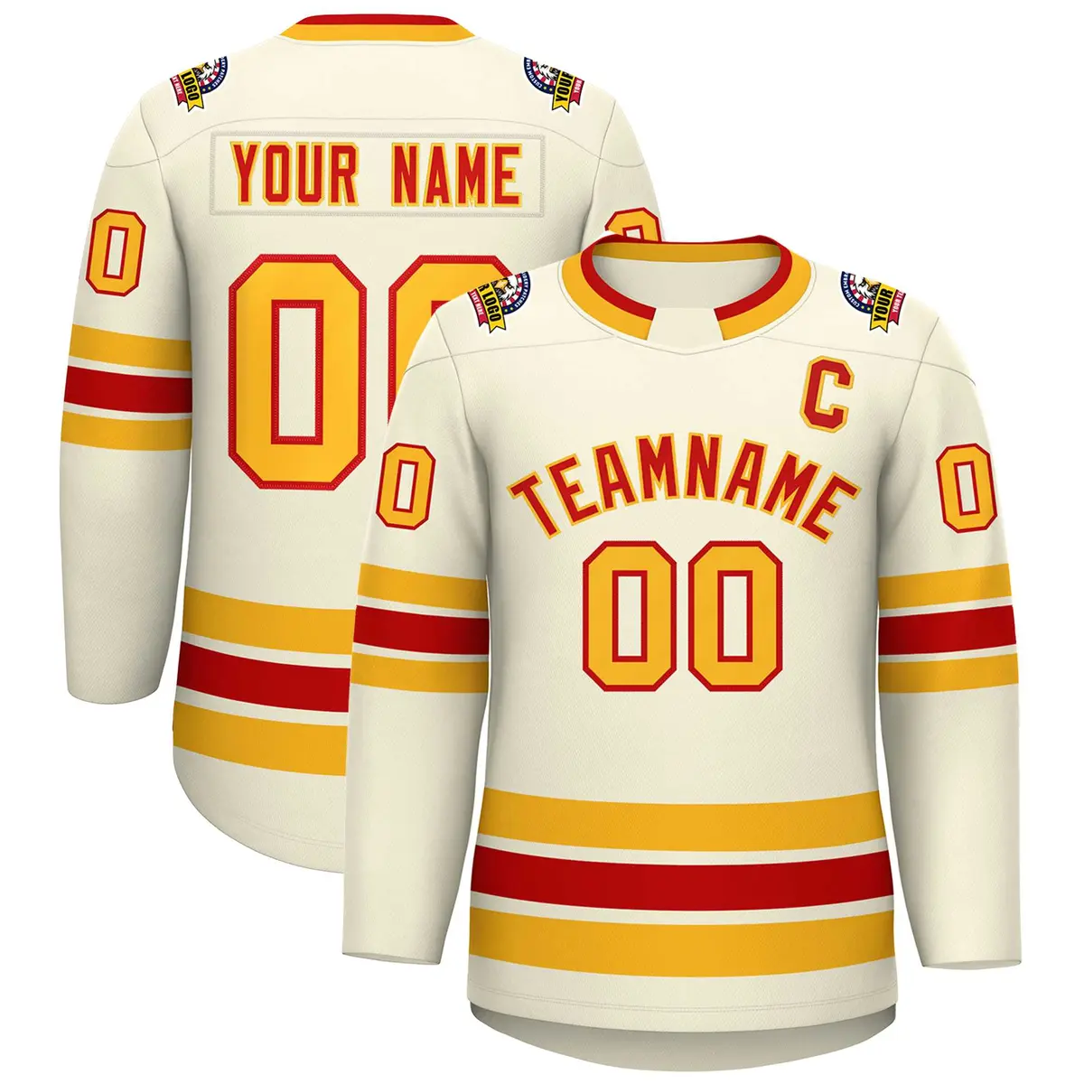 Khaki Red-Gold Classic Hockey Jersey