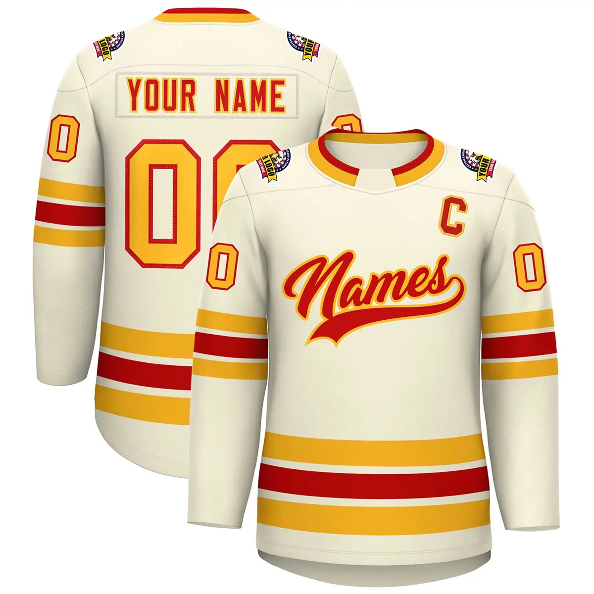 Khaki Red-Gold Classic Hockey Jersey