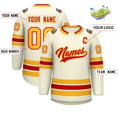 Khaki Red-Gold Classic Hockey Jersey 2