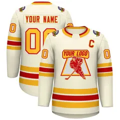 Khaki Red-Gold Classic Hockey Jersey