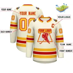 Khaki Red-Gold Classic Hockey Jersey 2