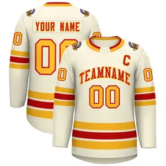 Khaki Red-Gold Classic Hockey Jersey