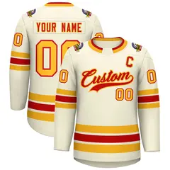 Khaki Red-Gold Classic Hockey Jersey