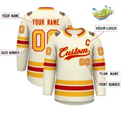 Khaki Red-Gold Classic Hockey Jersey 2