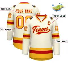 Khaki Red-Gold Classic Hockey Jersey 2