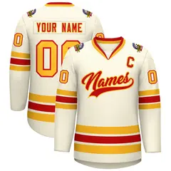Khaki Red-Gold Classic Hockey Jersey