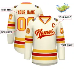 Khaki Red-Gold Classic Hockey Jersey 2