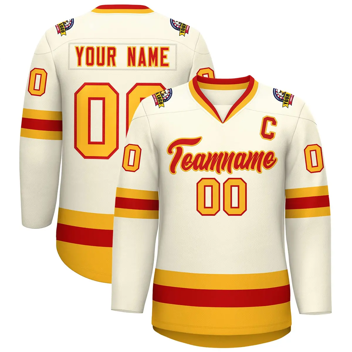 Khaki Red-Gold Classic Hockey Jersey
