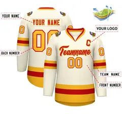 Khaki Red-Gold Classic Hockey Jersey 2