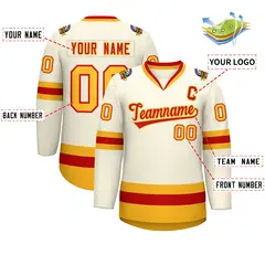Khaki Red-Gold Classic Hockey Jersey 2