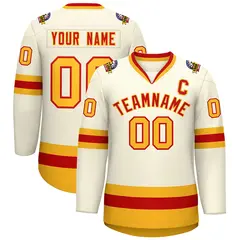 Khaki Red-Gold Classic Hockey Jersey