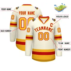 Khaki Red-Gold Classic Hockey Jersey 2