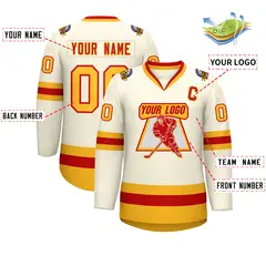Khaki Red-Gold Classic Hockey Jersey 2