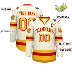 Khaki Red-Gold Classic Hockey Jersey 2