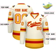 Khaki Red-Gold Classic Hockey Jersey 2