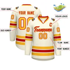 Khaki Red-Gold Classic Hockey Jersey 2