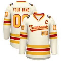 Khaki Red-Gold Classic Hockey Jersey