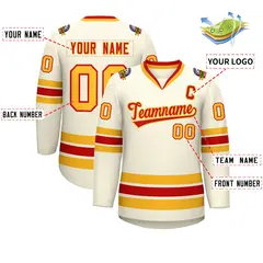 Khaki Red-Gold Classic Hockey Jersey 2
