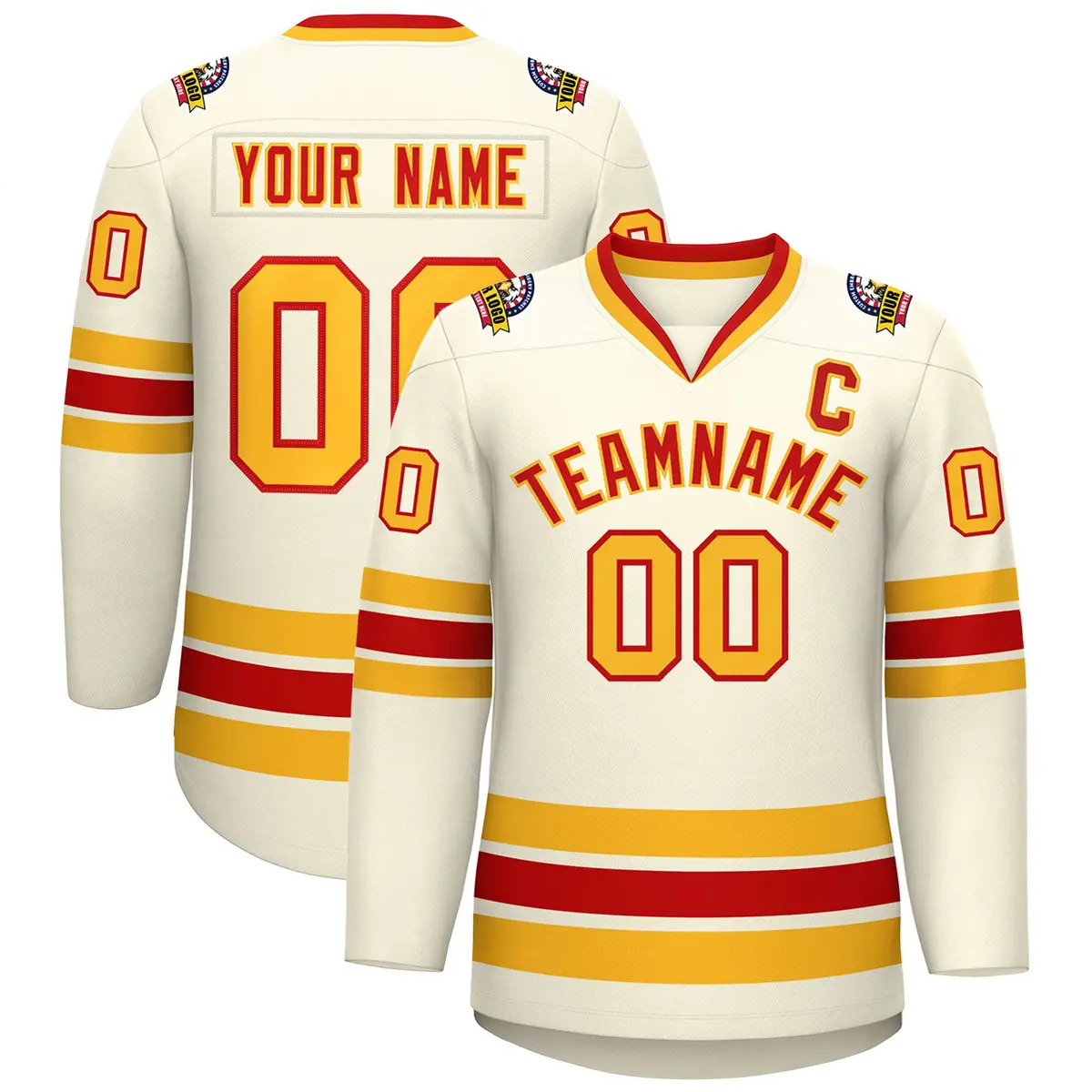 Khaki Red-Gold Classic Hockey Jersey