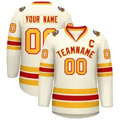 Khaki Red-Gold Classic Hockey Jersey