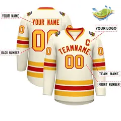 Khaki Red-Gold Classic Hockey Jersey 2