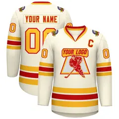 Khaki Red-Gold Classic Hockey Jersey
