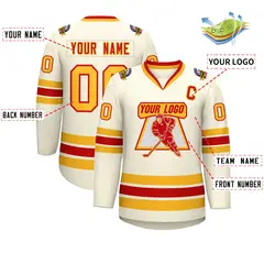 Khaki Red-Gold Classic Hockey Jersey 2