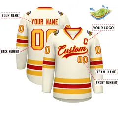 Khaki Red-Gold Classic Hockey Jersey 2