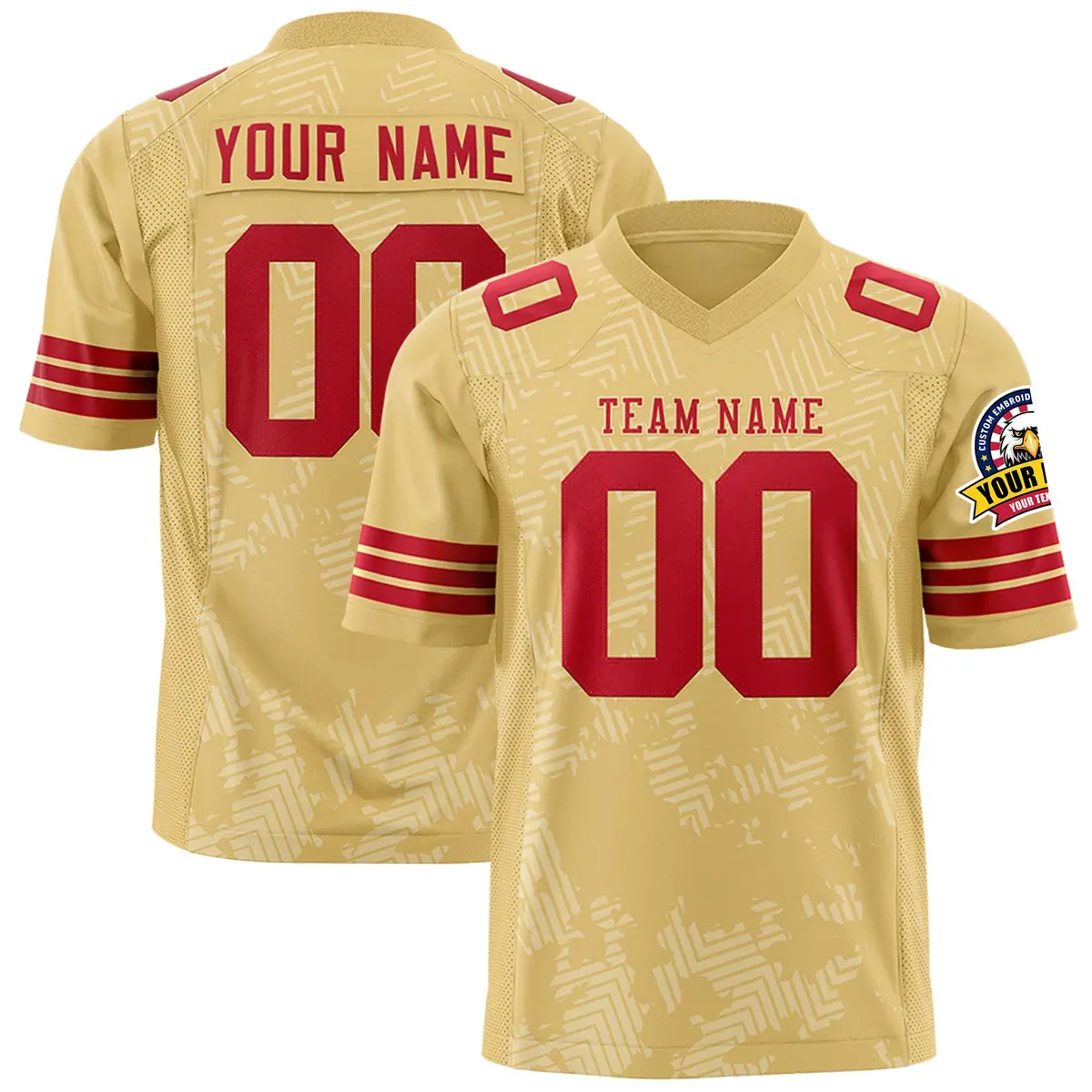 Khaki Red Graffiti Line Authentic Football Jersey