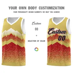 Khaki Red Mountain Fade Gradient Fashion Basketball Jersey 3