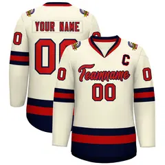 Khaki Red-Navy Classic Hockey Jersey 1