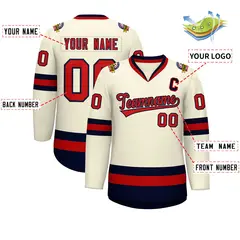 Khaki Red-Navy Classic Hockey Jersey 2