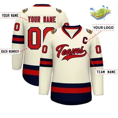 Khaki Red-Navy Classic Hockey Jersey 2